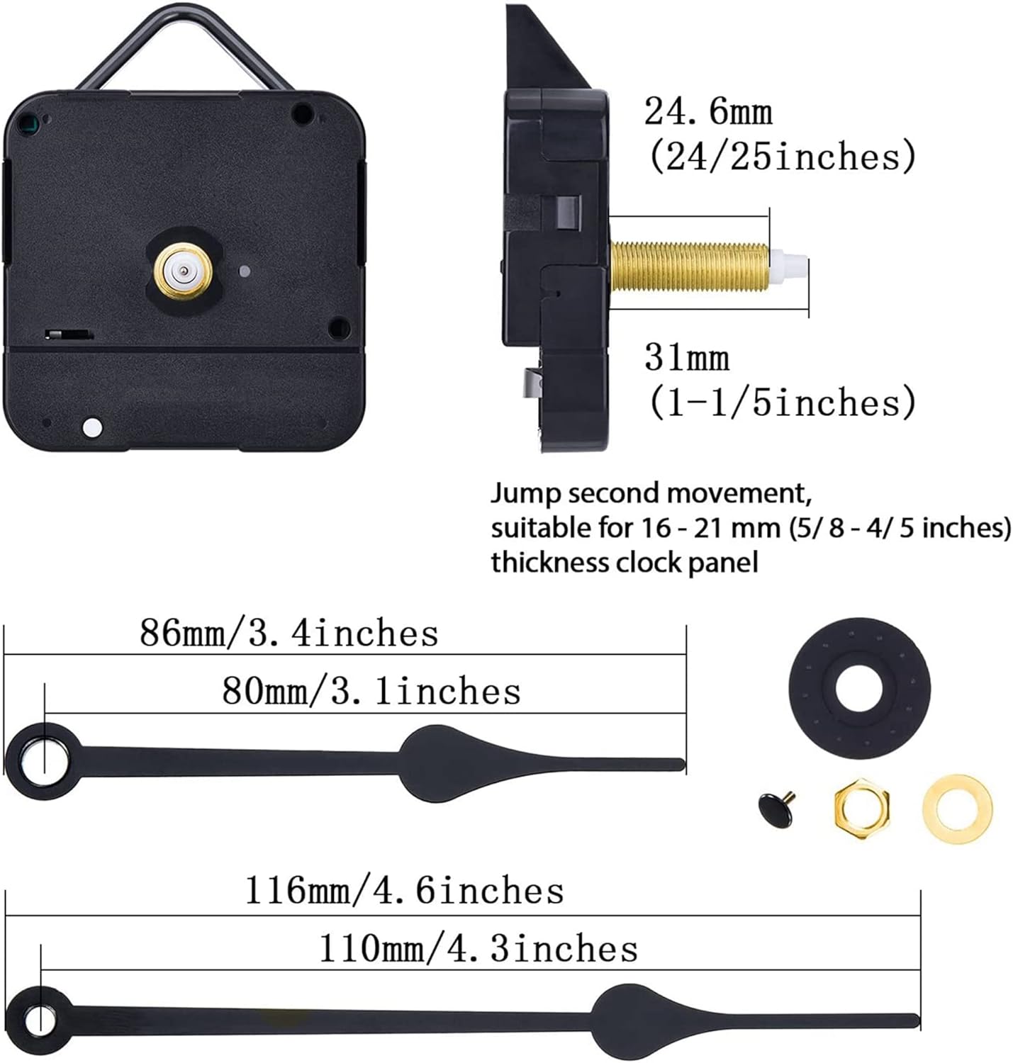 Muddled Long Shaft Clock Movement Premium Quality Easy to Replace