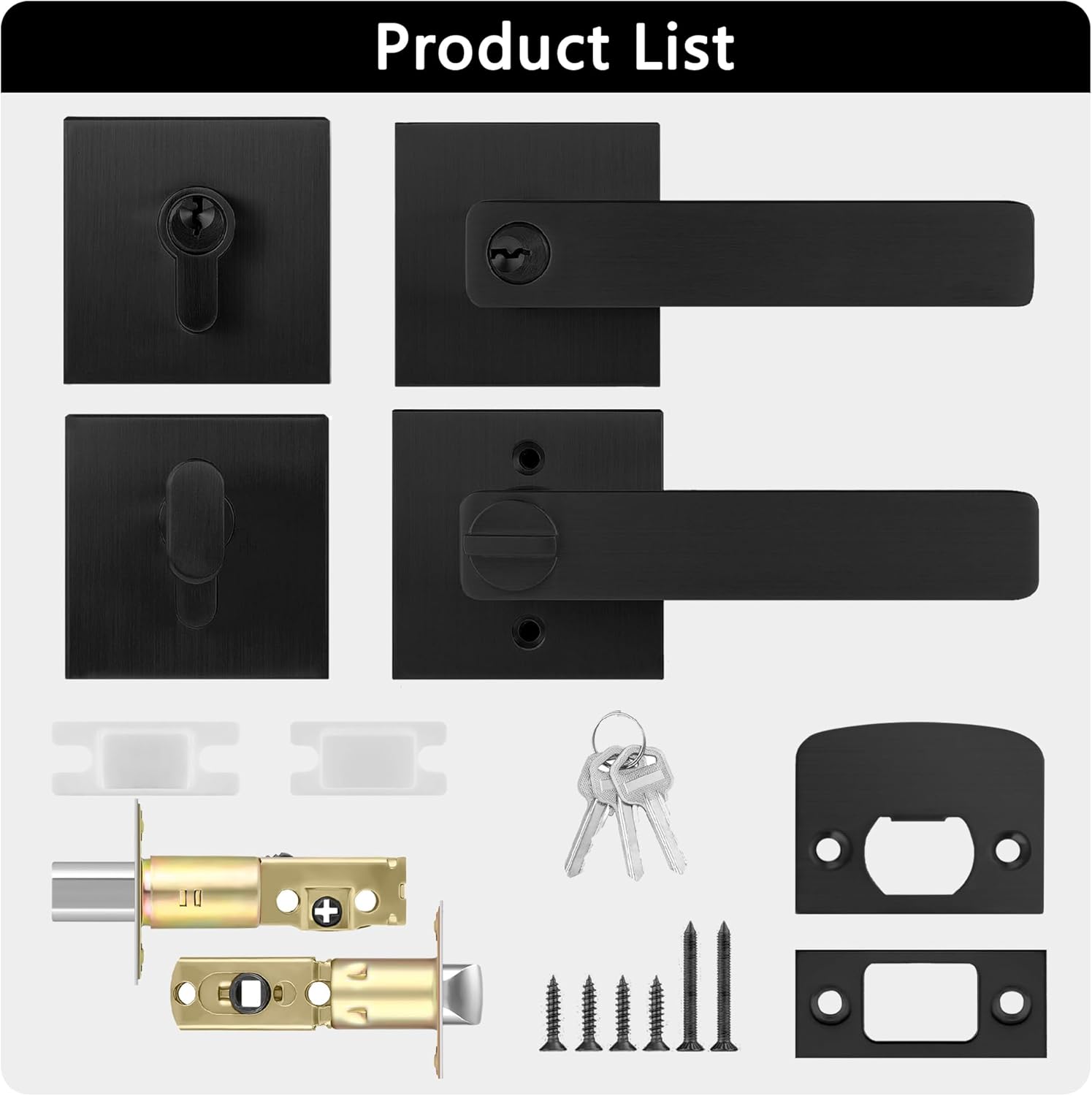Black Door Handle Deadbolt Set
