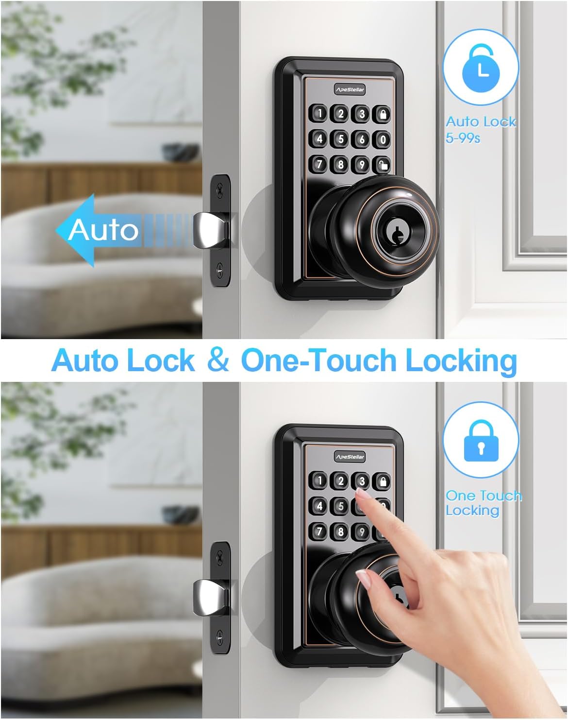 Keyless Door Knob with Keypad Secure and Easy to Install