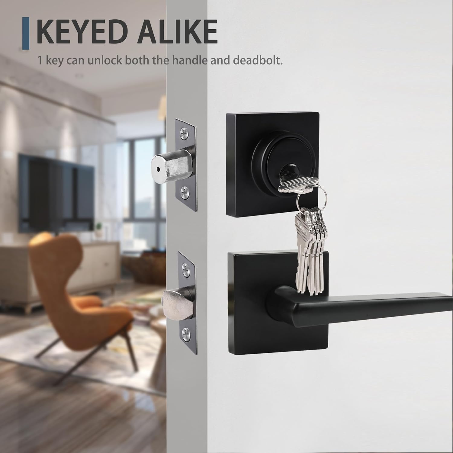 JESSTTI Heavy Duty Door Lock Set with Matte Black Finish