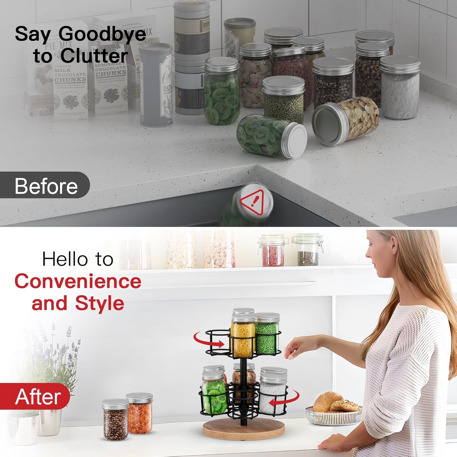 2-Tier Rotating Mason Jar Rack for 16oz Canning Jars