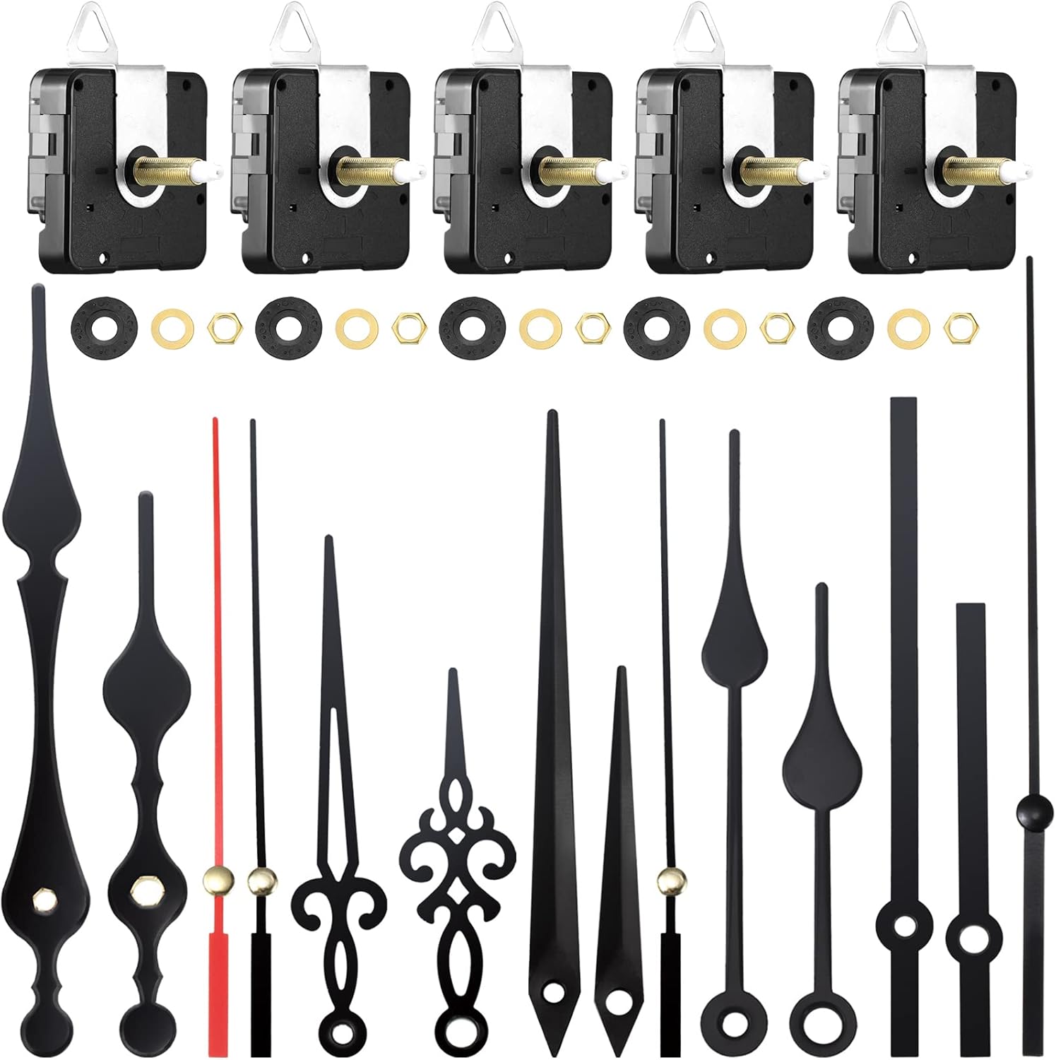 Clock Mechanism Repair Kit for DIY Repair with 5 Unique Hands