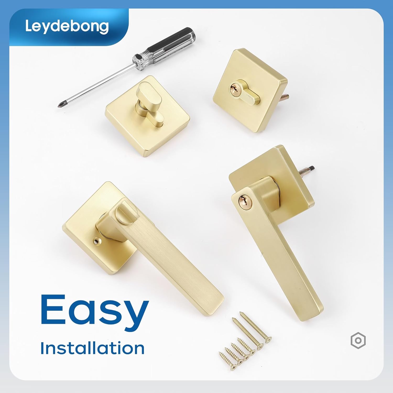 5-Pack Gold-Plated Door Handles Set
