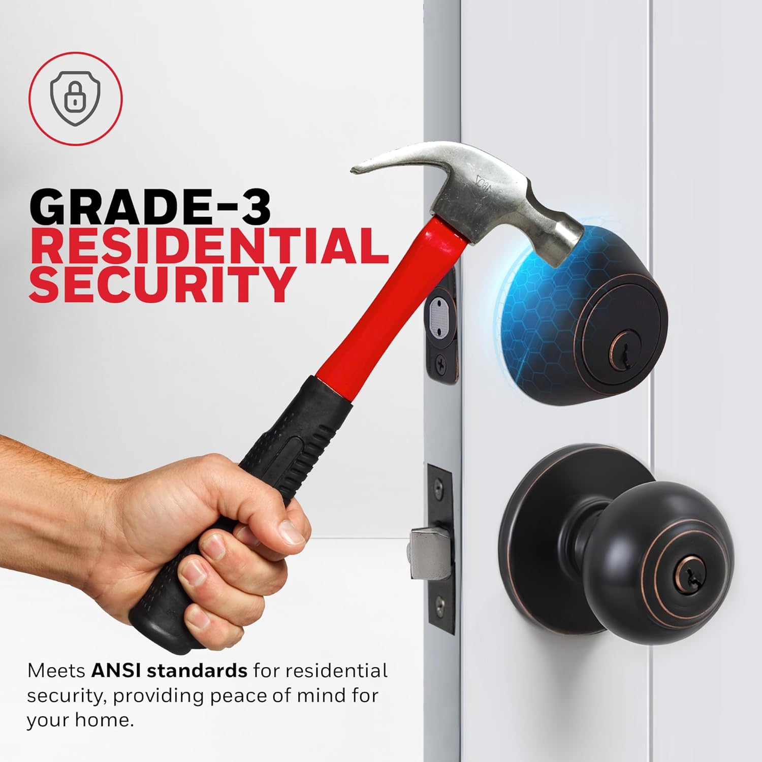 Secure Front Door with Honeywell Door Knobs Deadbolt Set