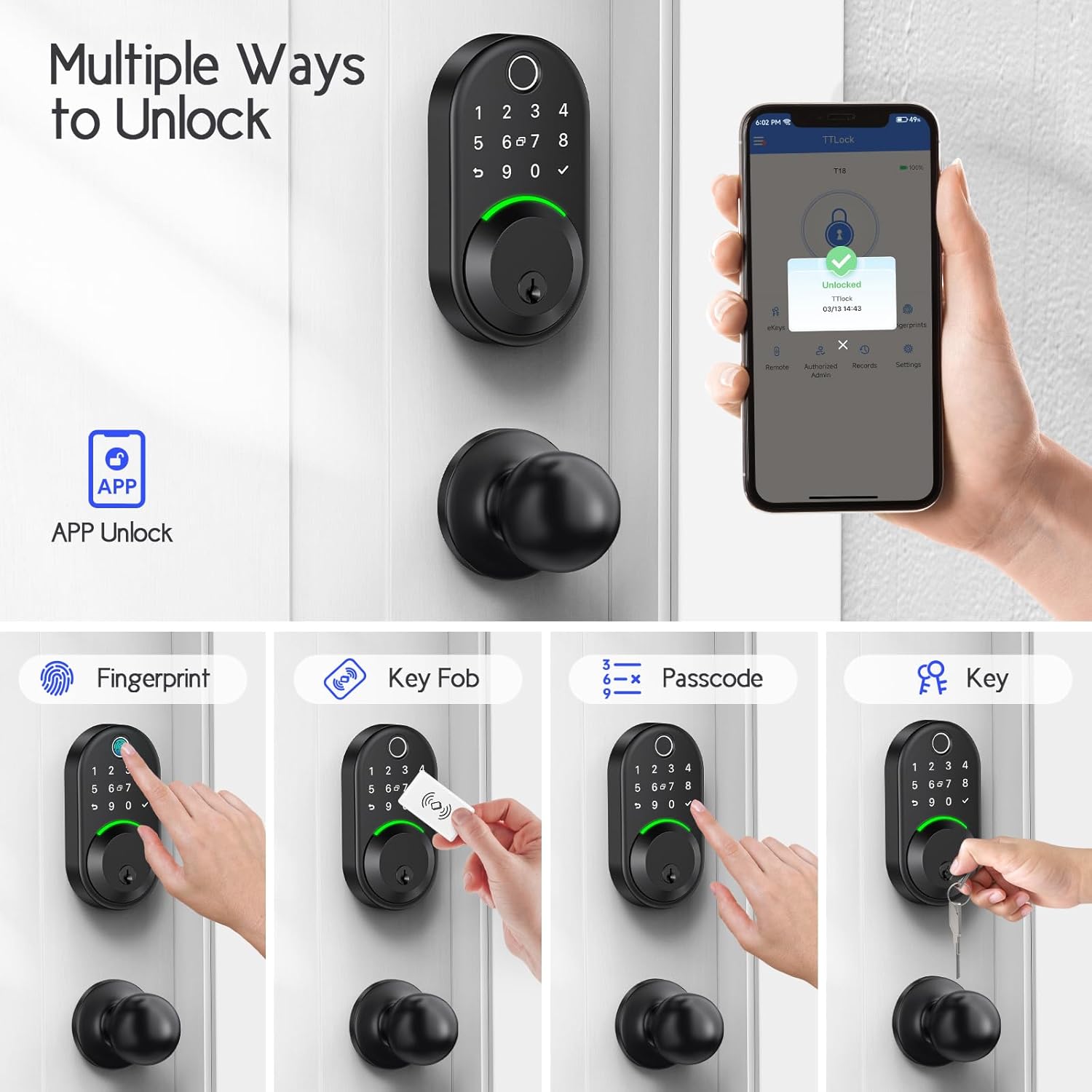 Keypad Smart Door Lock with Knob Set for Front Door