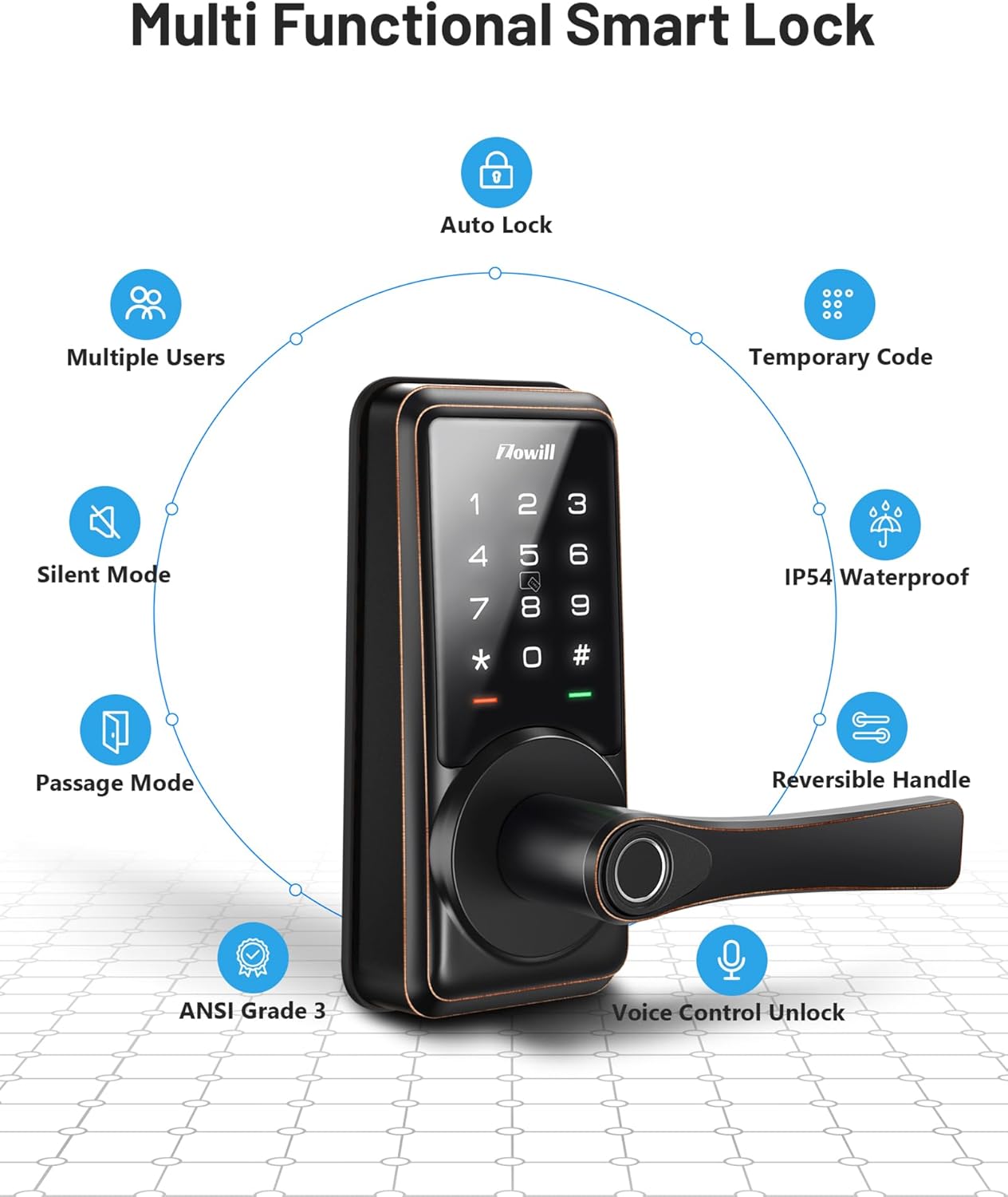 Zowill Smart Door Lock with Fingerprint Entry
