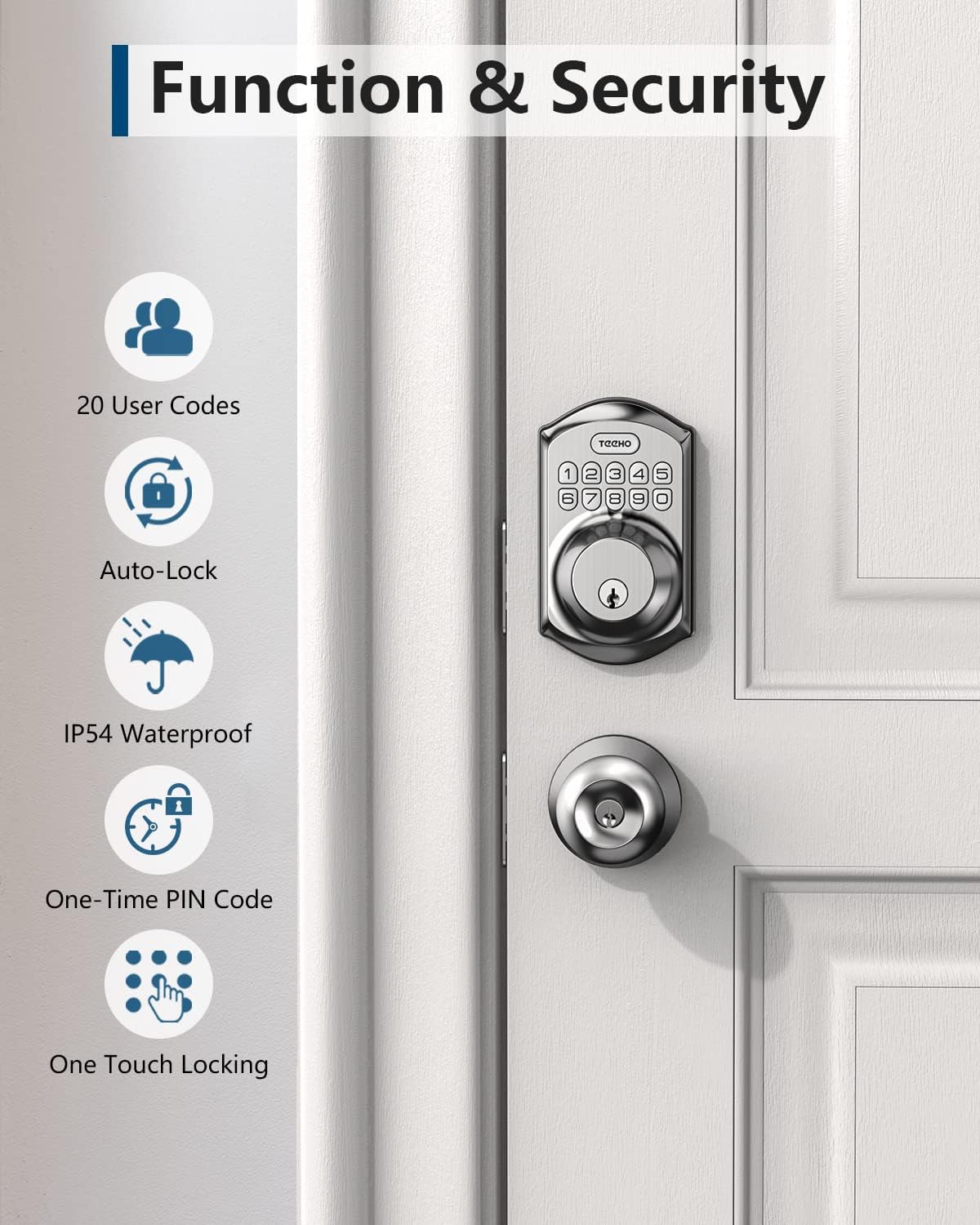 Smart Deadbolt Lock with Keypad for Front Door Keyless Entry Security