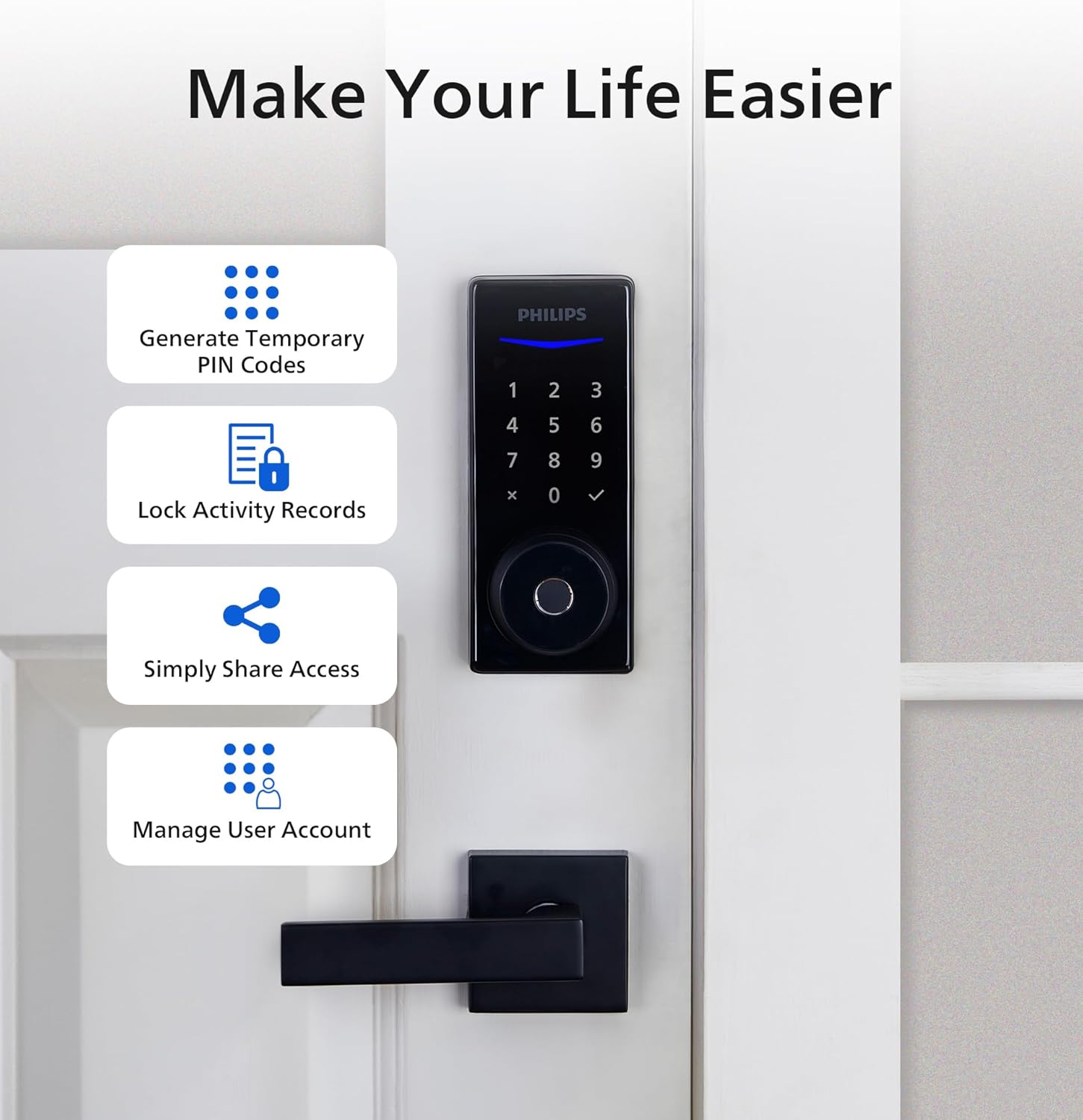 Smart Door Lock with Keyless Entry Fingerprint Unlock