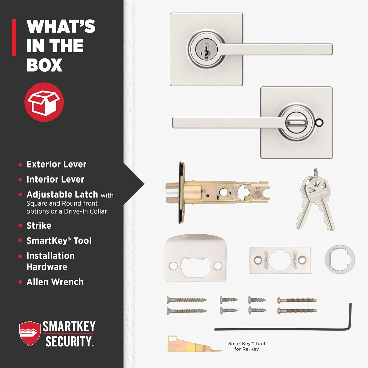 Kwikset Casey Entry Door Handle with SmartKey Security and Reversible Lever