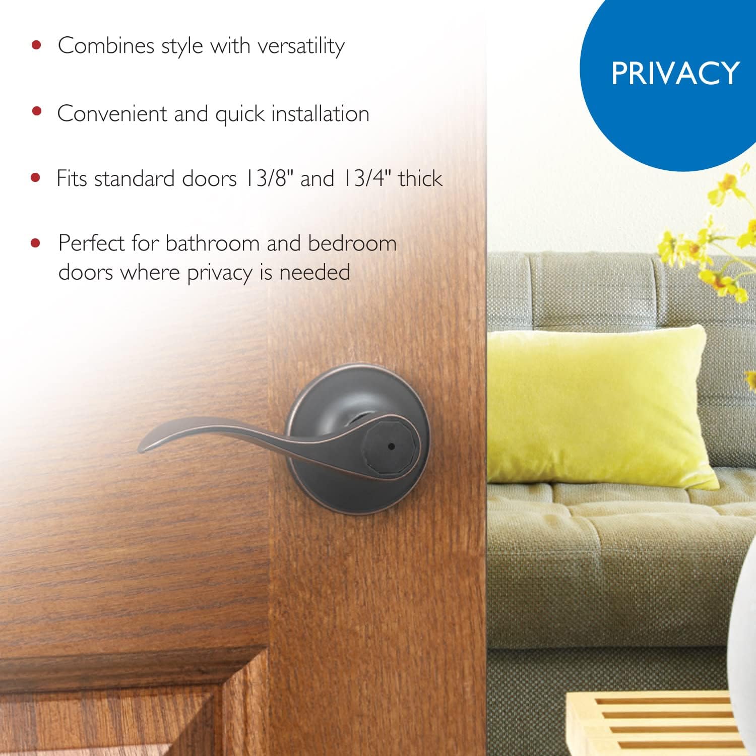Privacy Door Lever with Oil Rubbed Bronze Finish