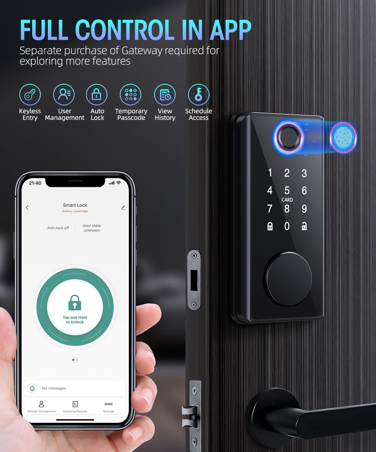 PSOS Smart Deadbolt Lock for Front Door with Keyless Entry