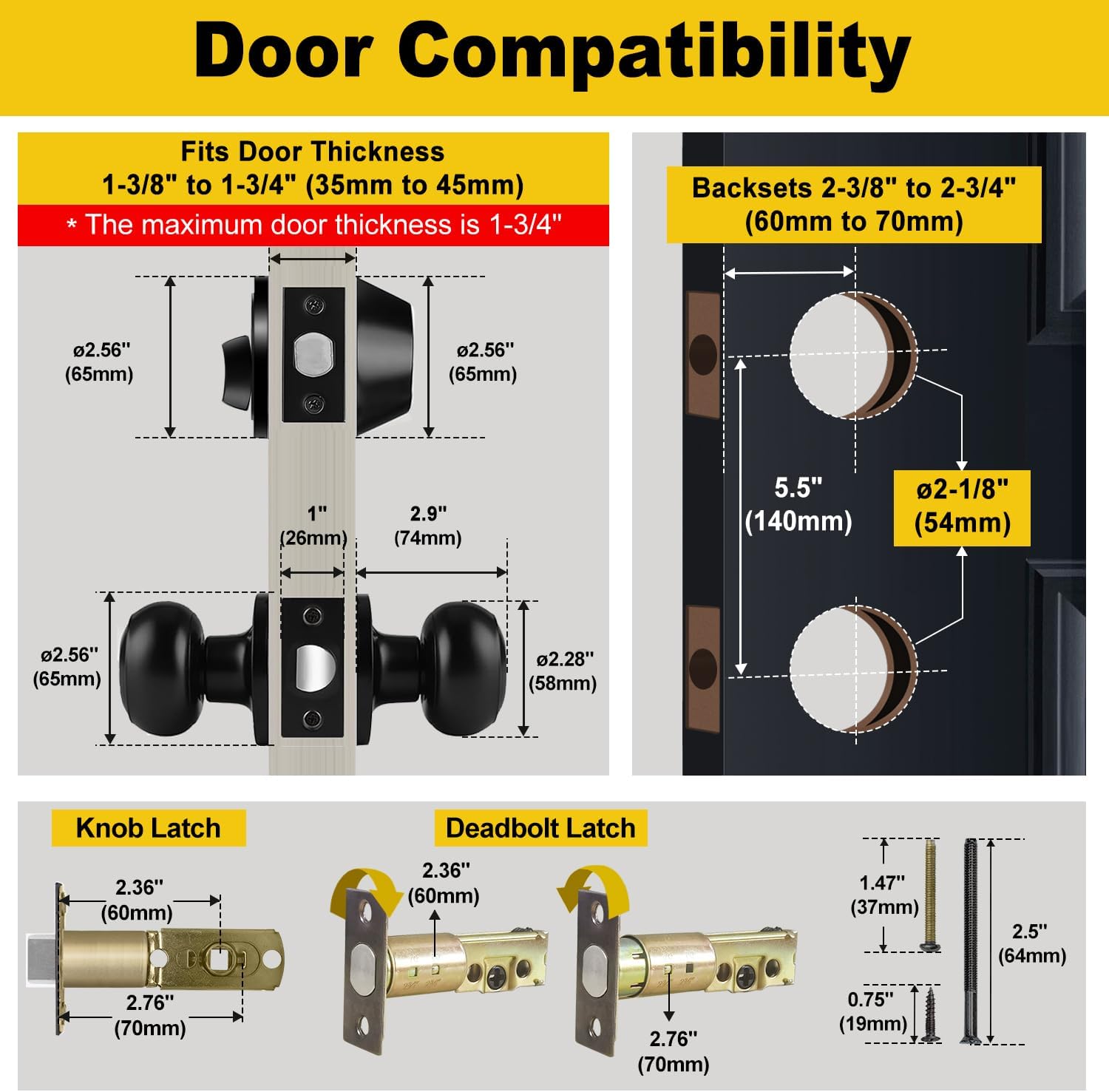 CML Hardware Deadbolt Door Lock and Passage Knob Set