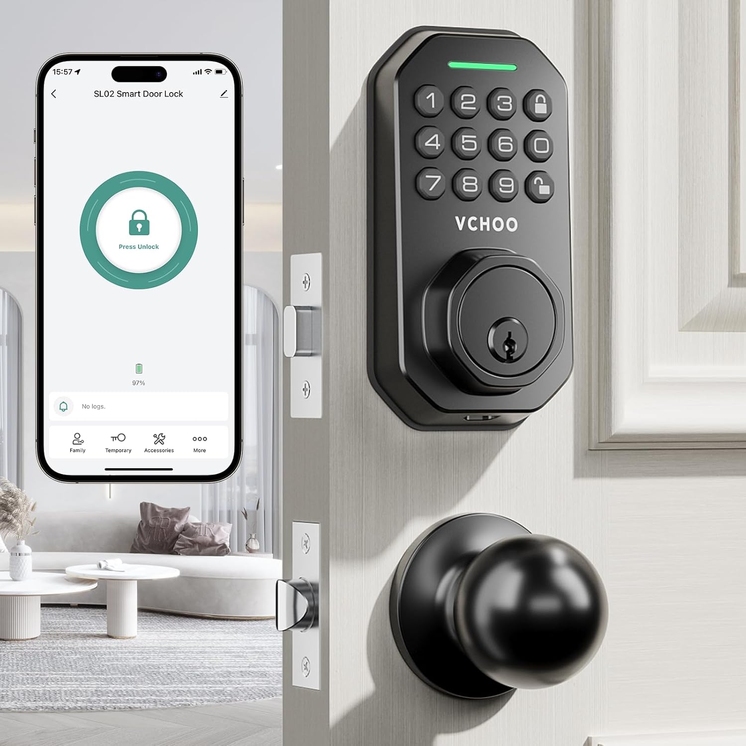 Keyless Entry Door Lock with Handle for Smart Security
