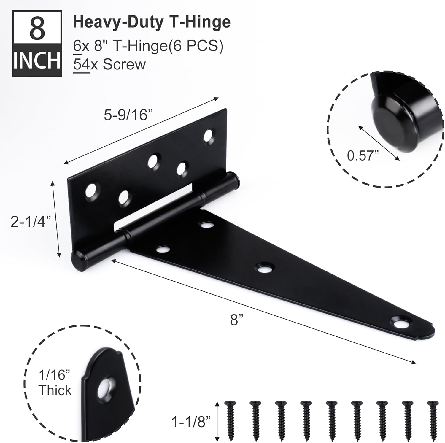 Auxdee 6-Pack 8 Rust-Resistant Durable Shed Door Hinges for Heavier Use