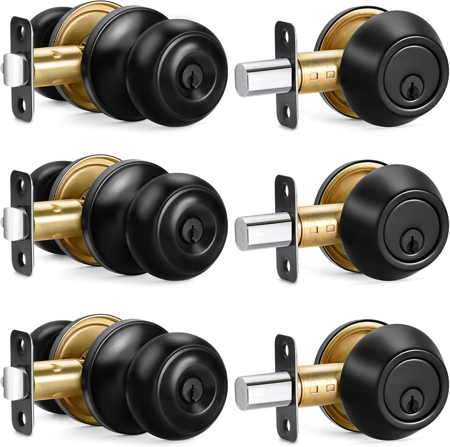 Secure and Modern 3-Set Door Knob Deadbolt Combo