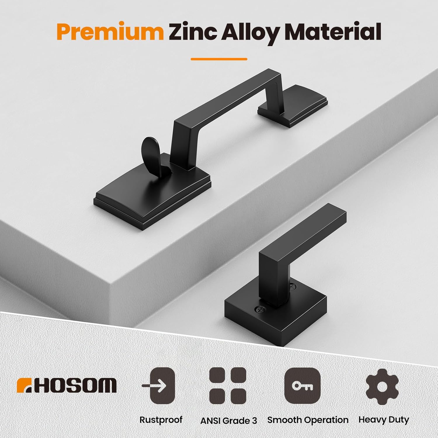 HOSOM Matte Black Front Door Handle Set - Versatile Door Security