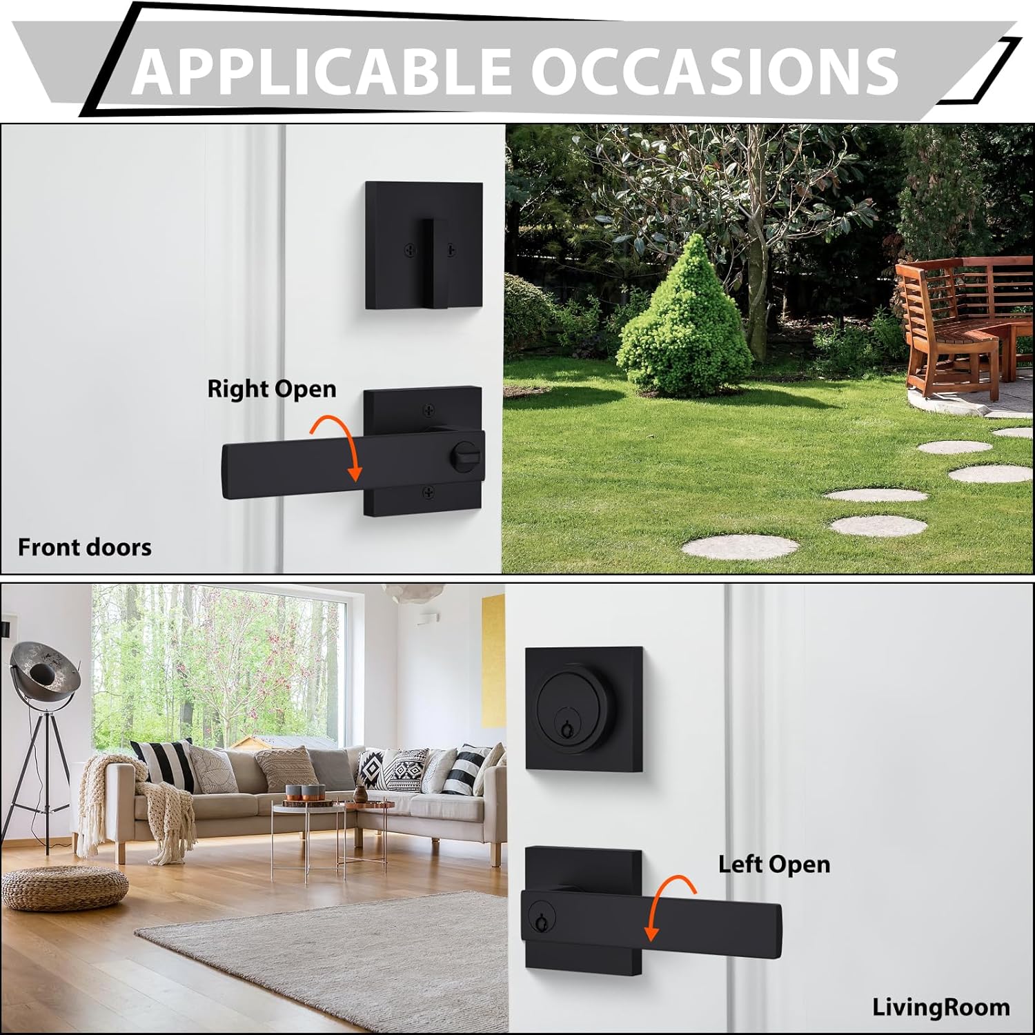 Haidms 2-Piece Black Exterior Door Lock Set