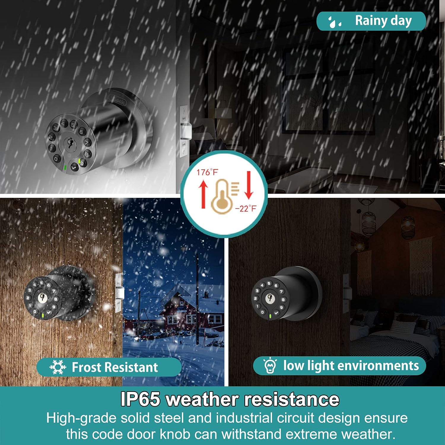 Secure Stylish Keyless Door Knob with 50 User Codes