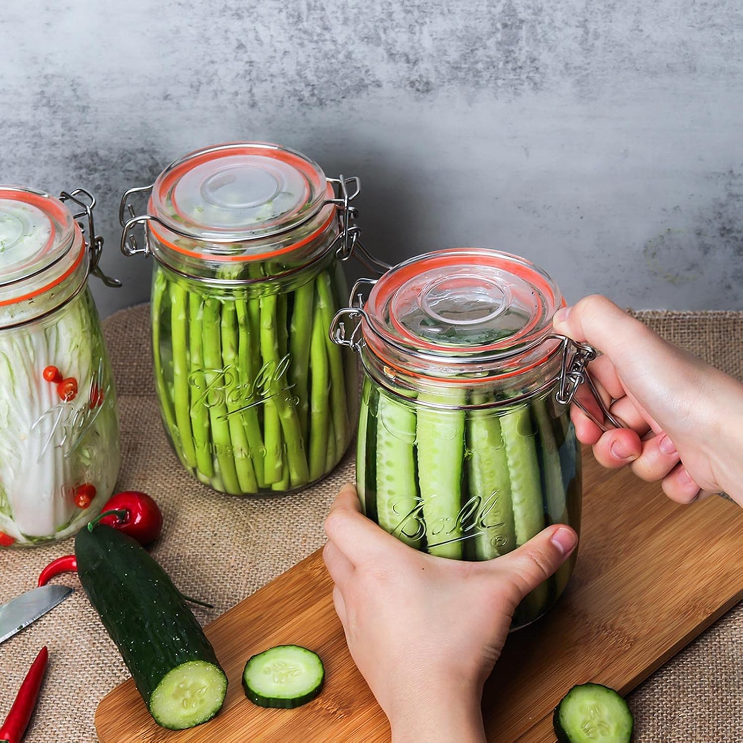Wide Mouth Glass Jars 32oz x4 Set