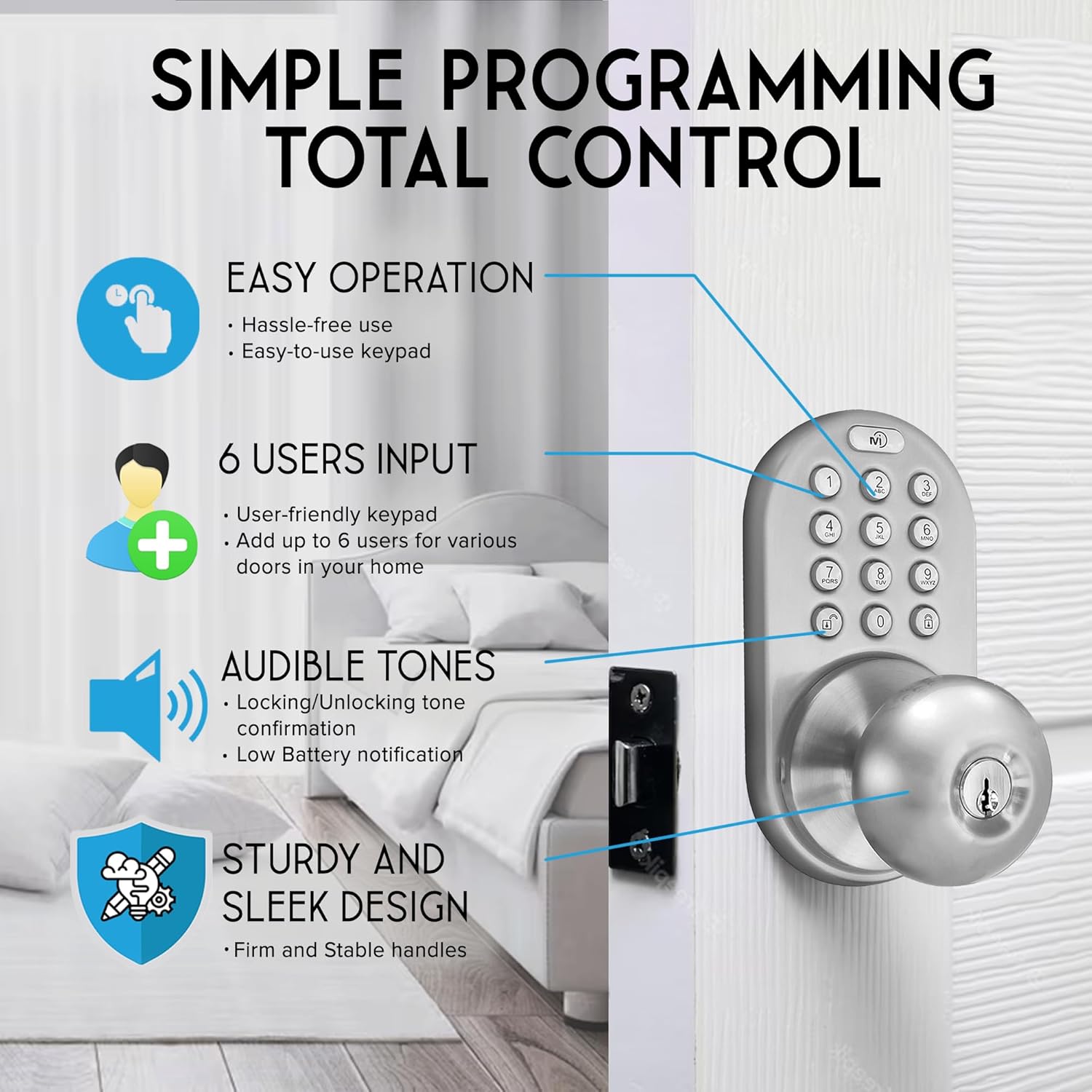 Premium Door Knob Lock with Keyless Entry