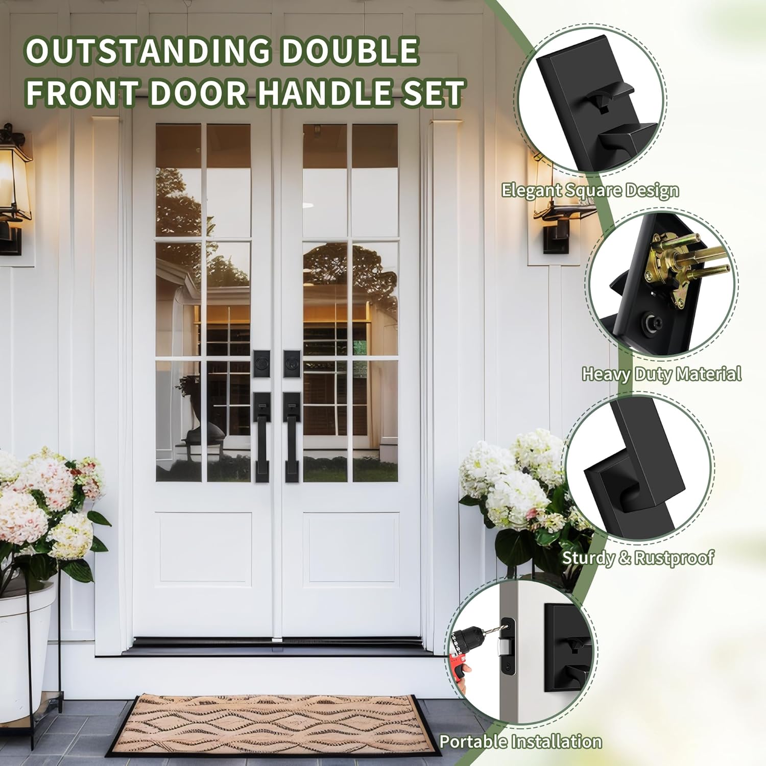 Secure your home with a double front door lock in matte black