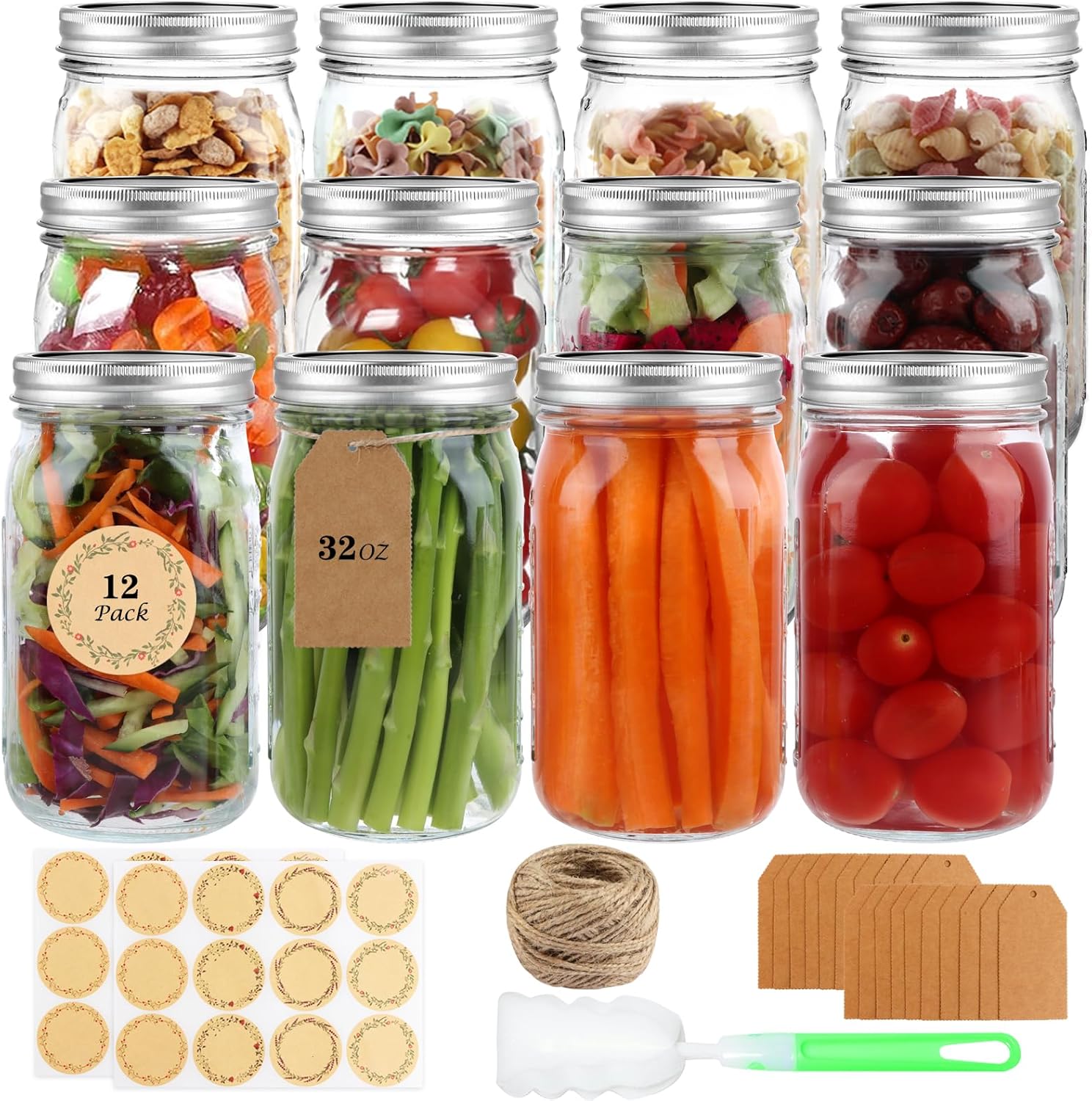 High-Quality Wide Mouth Mason Jars Set of 12