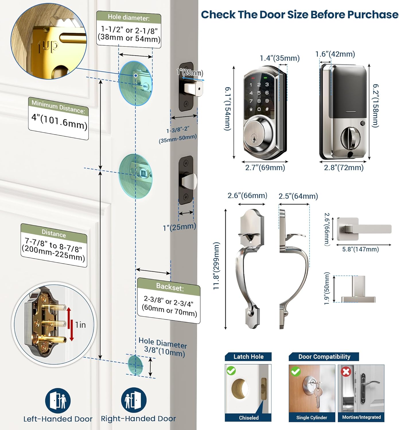 Veise Smart Front Door Lock Set with App Control Keypad