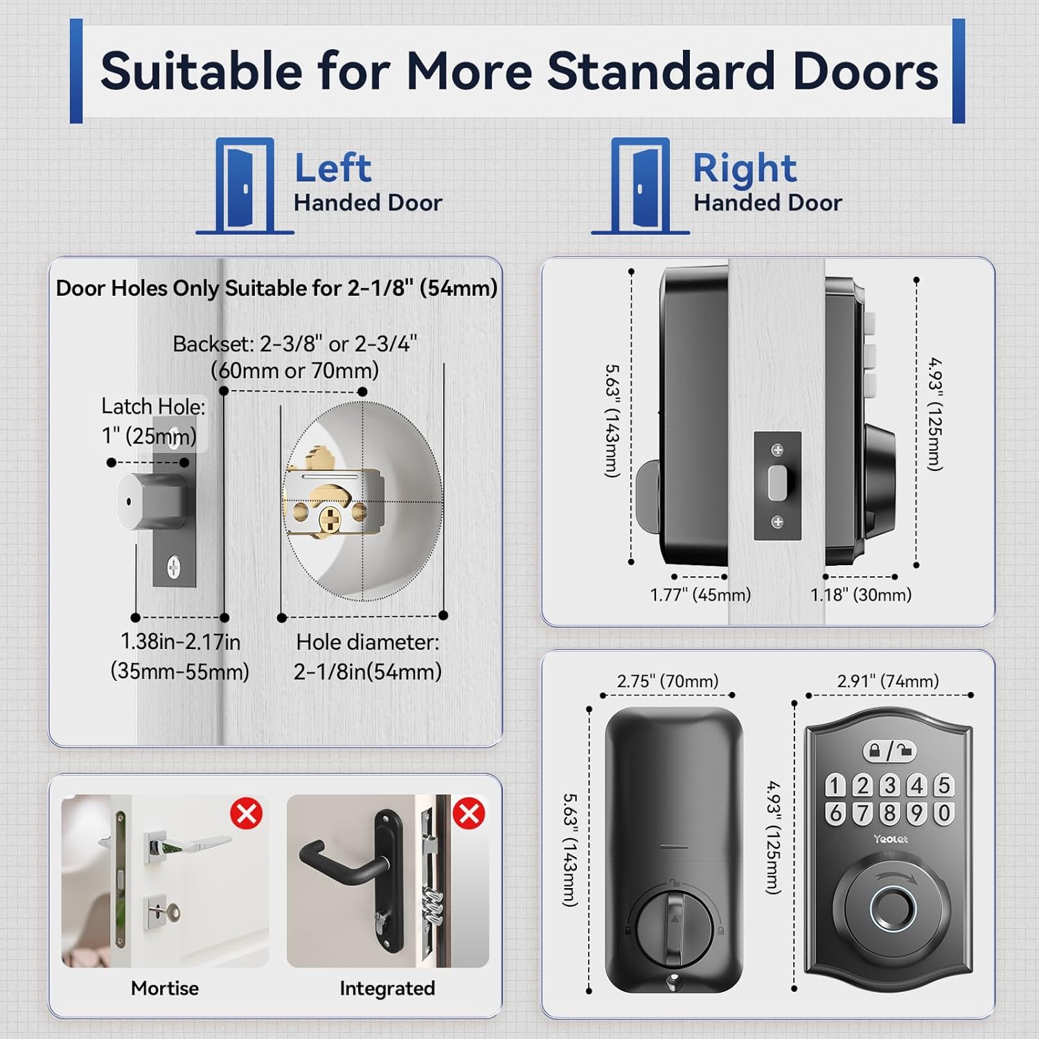 Yeolet Keyless Entry Door Lock with App Control Anti-Peeping Code