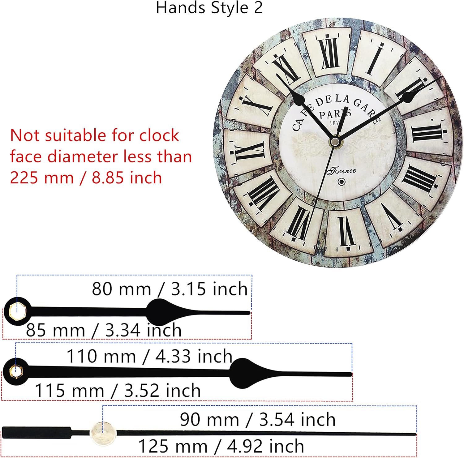 Adjustable Cross Stitch Clock Movement 8mm Shaft for Embroidery Clocks