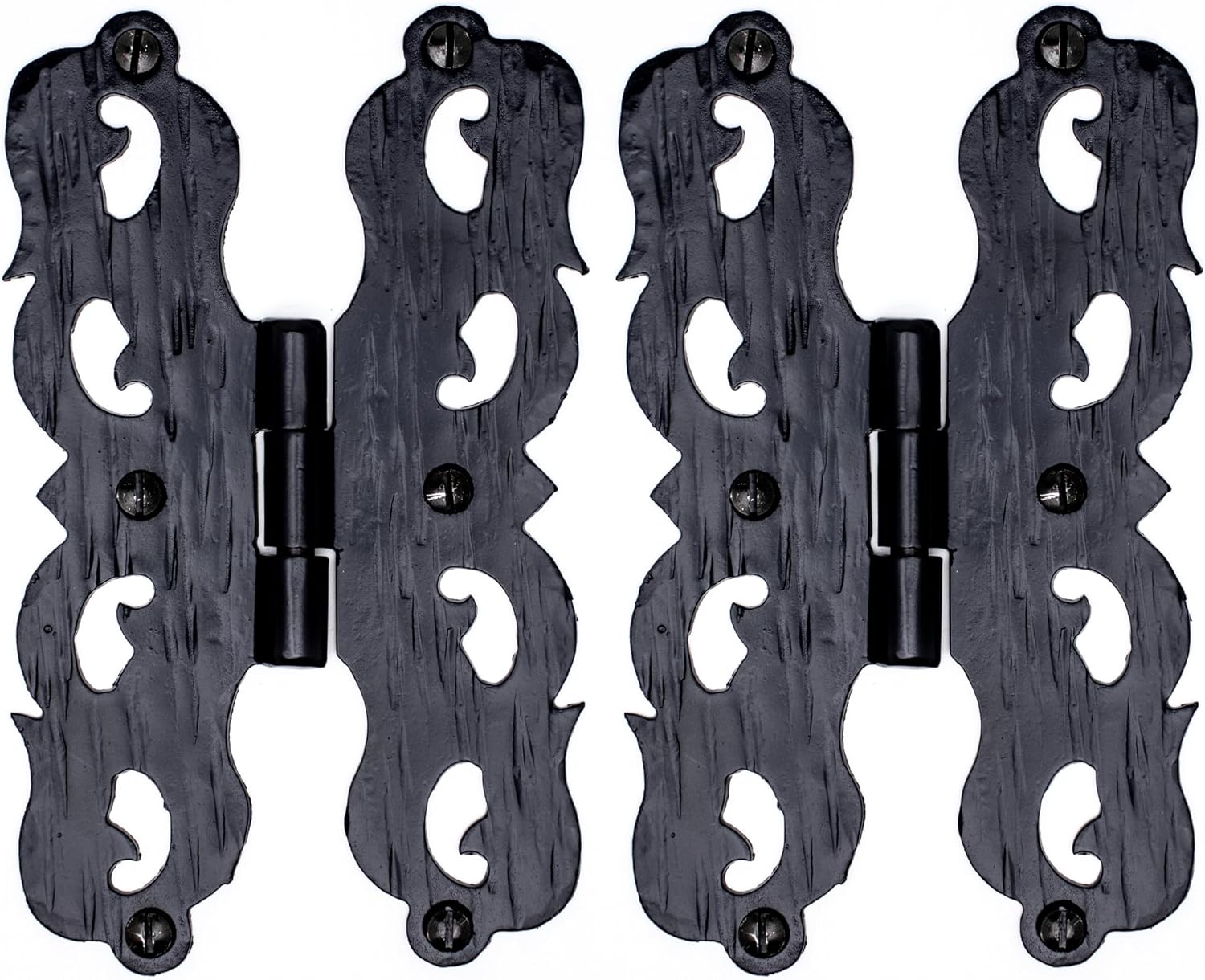 2-Pack Rustic Black Wrought Iron Door Hinges