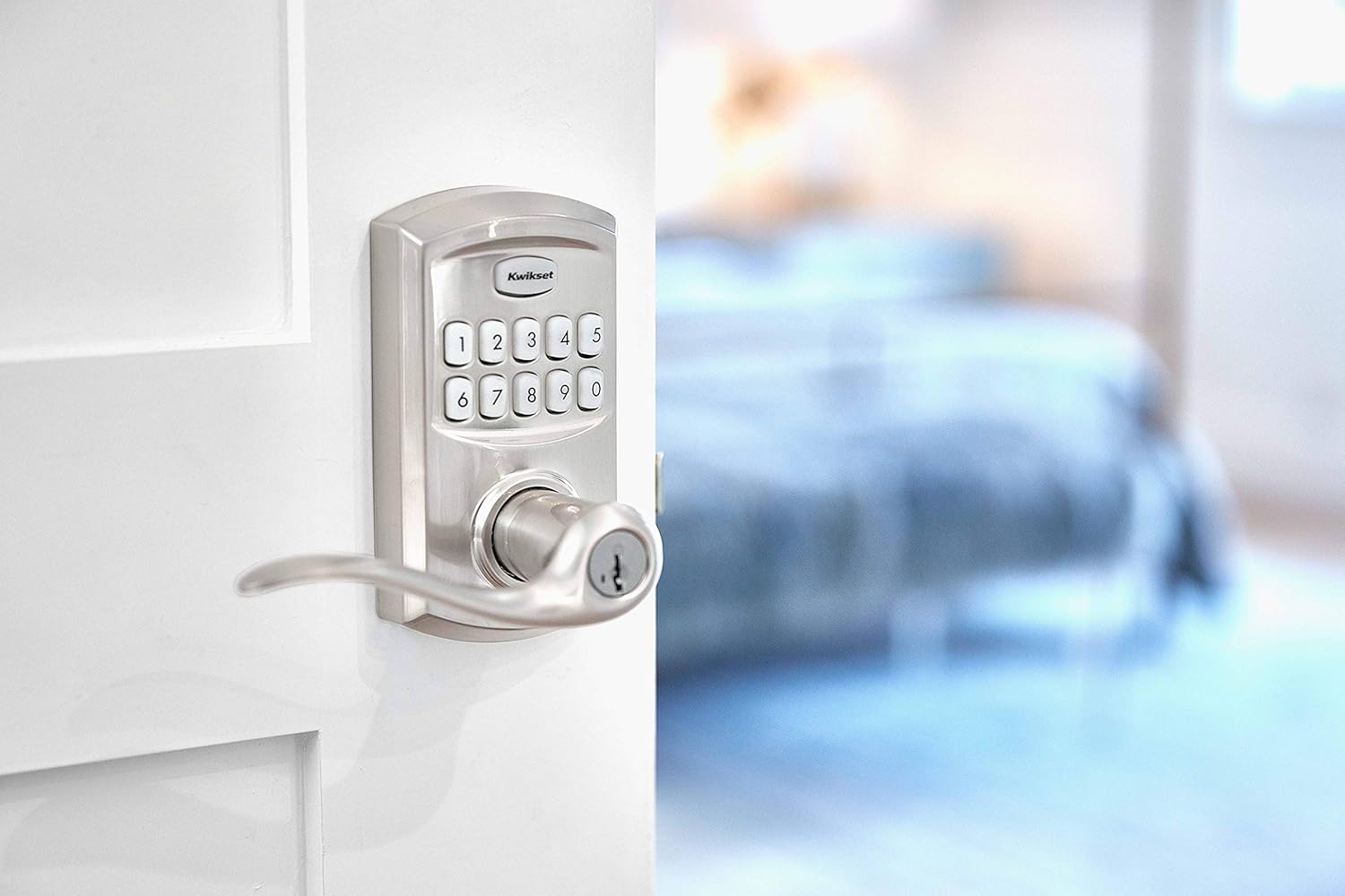 Kwikset SmartCode 917 SATIN Nickel Door Keypad Quad-Dot Security Entry