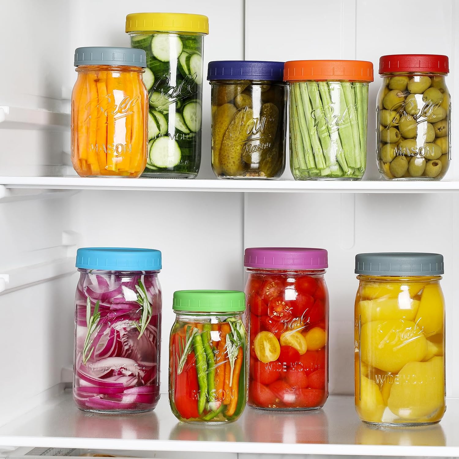 10 Wide Regular Mouth Mason Jar Lids - Set of 20 - Leakproof Dishwasher Safe