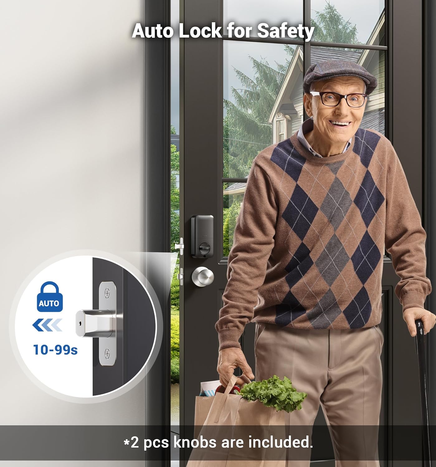 Fingerprint Door Lock with 2 Knobs