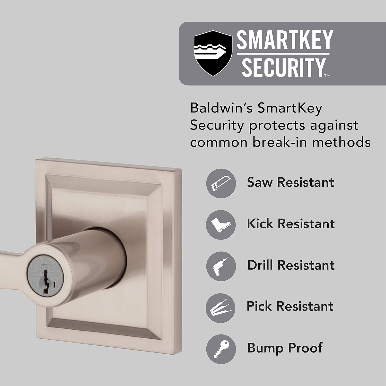 Baldwin Entry Door Reversible Lever with SmartKey and Microban Protection