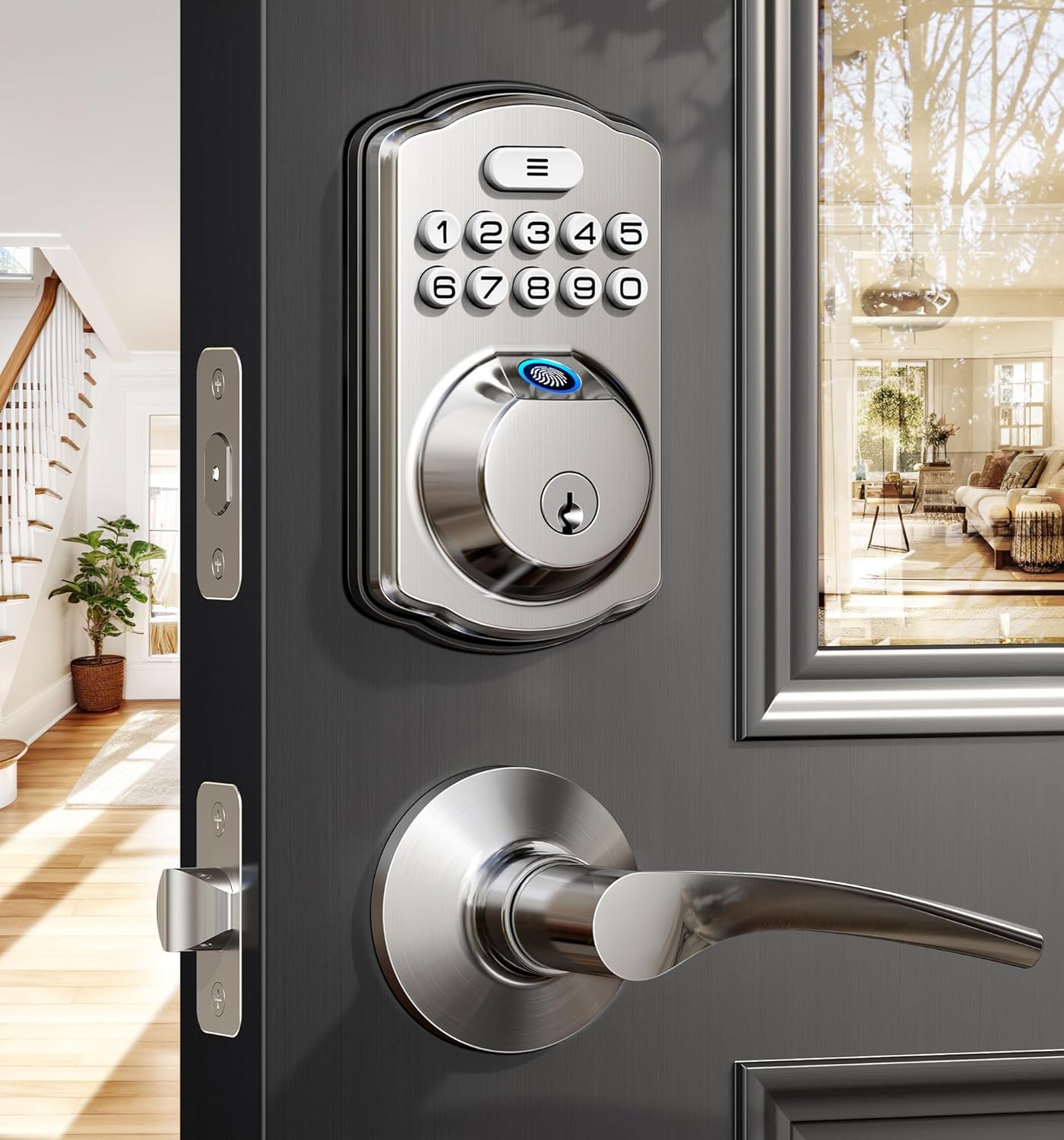Fingerprint Entry Door Lock with Ledges and Smart Security