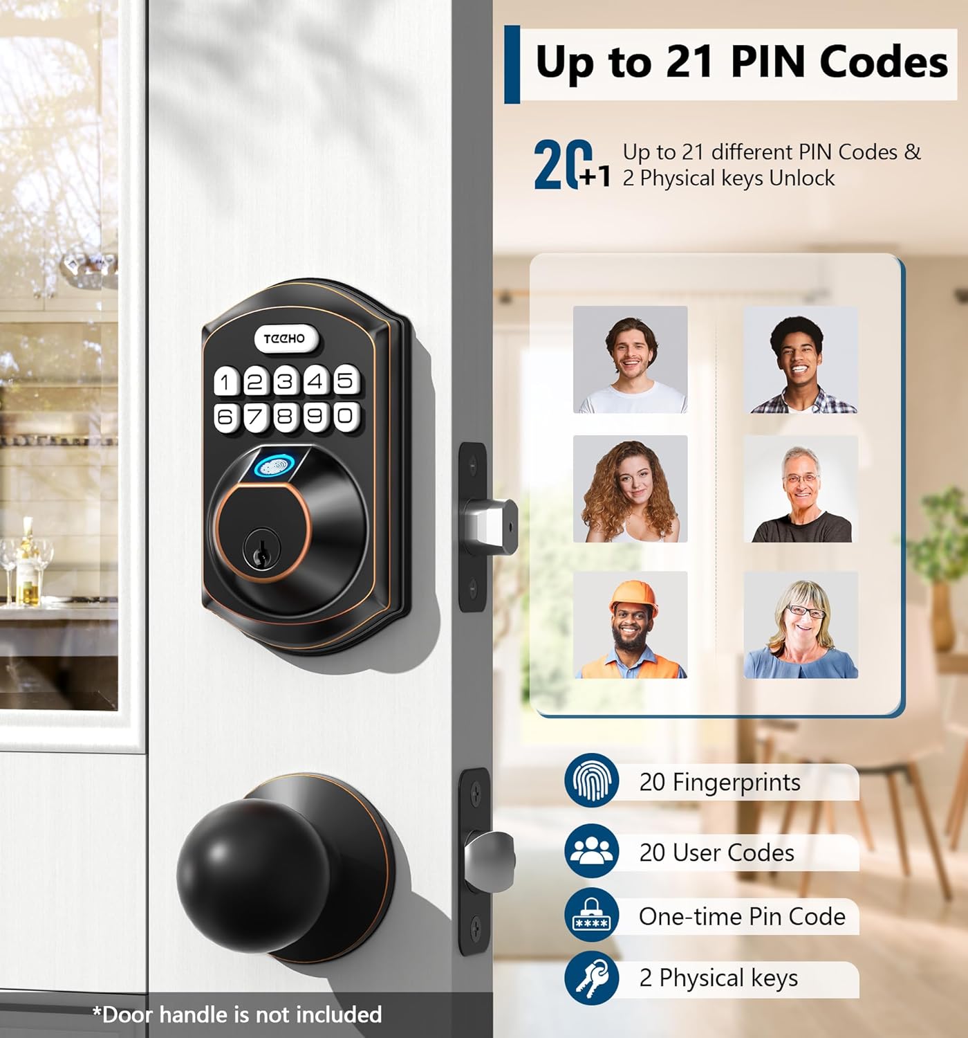 Quick-Install Fingerprint Door Lock - Oil-Rubbed Bronze