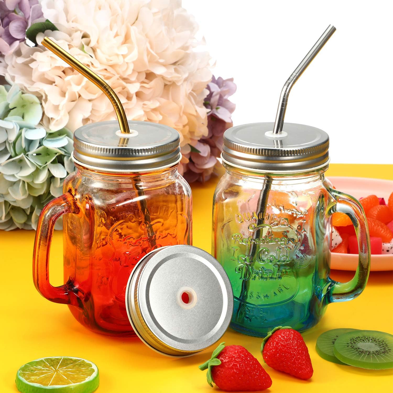 Muddle 8-Piece Metal Mason Jar Lids 27-Inch Silver Leak-Proof Reusable