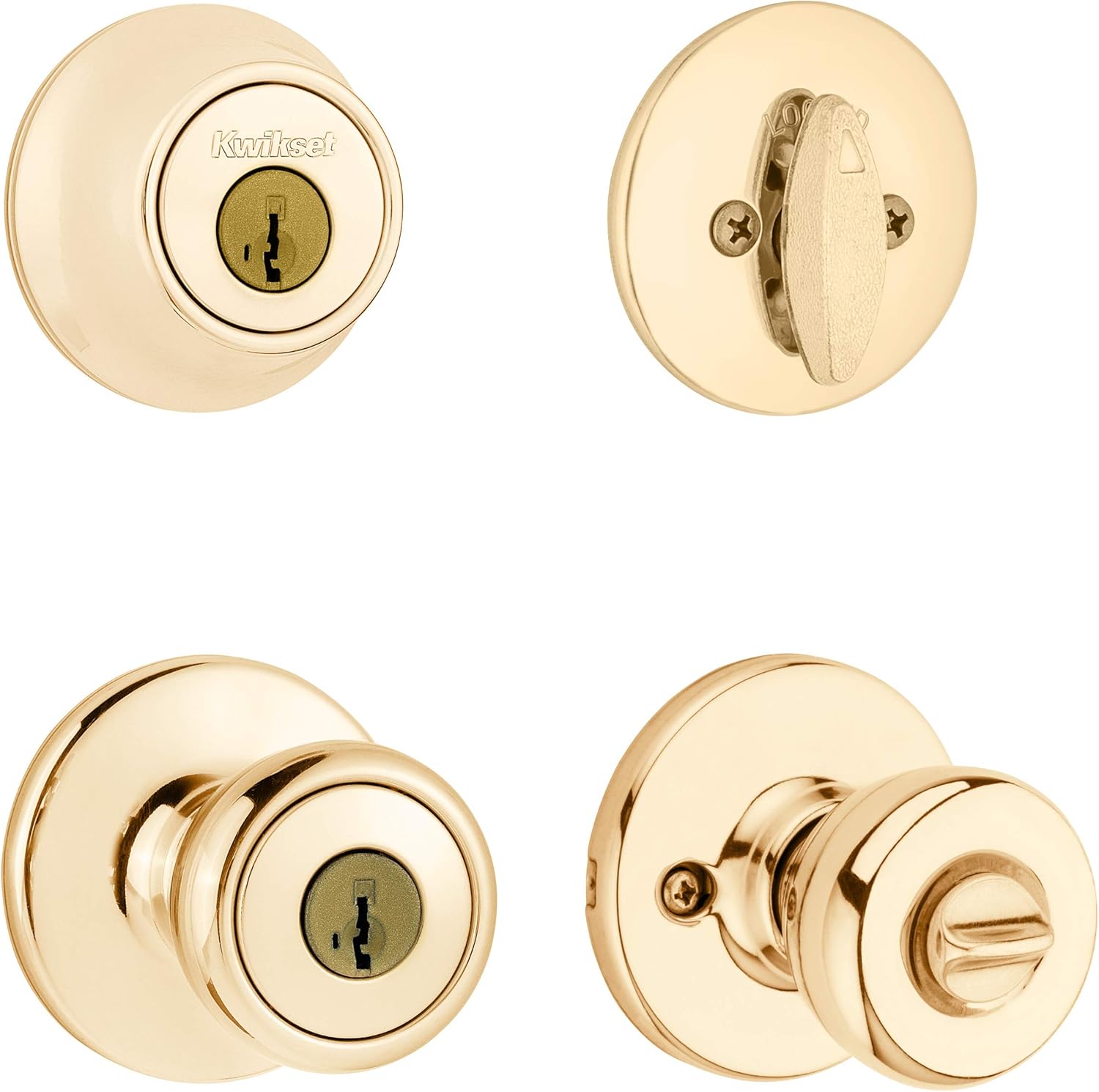 Kwikset 690 Tylo Entry Knob Deadbolt Combo Pack with SmartKey in Polished Brass