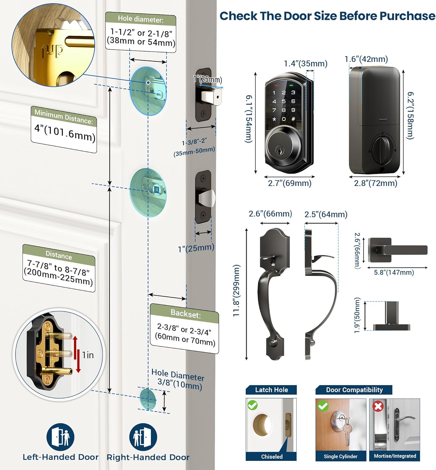 Veise Smart Front Door Lock Set with Keyless Entry