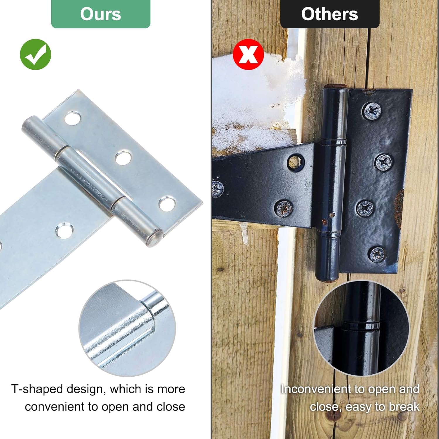 Durable Multipurpose Hinges for sheds and Barn Doors 6-Pack White