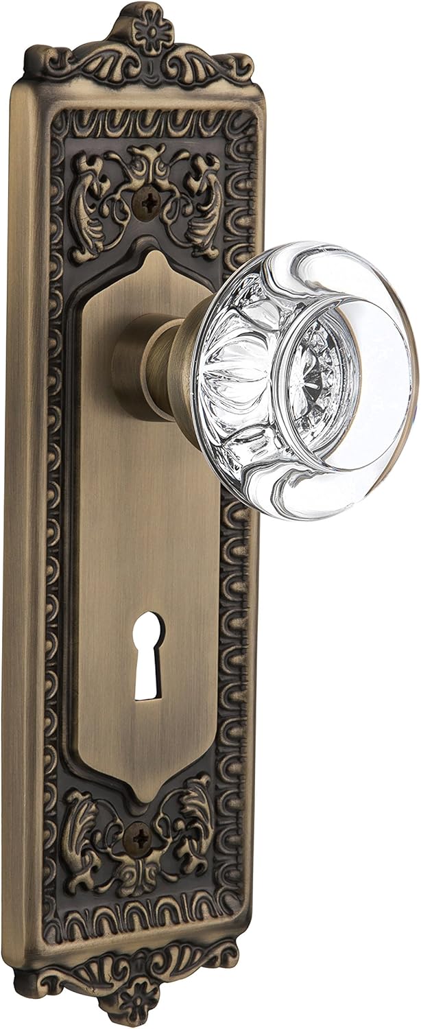 Antique Brass Door Knob Grand Style Door Hardware with Crystal Frame