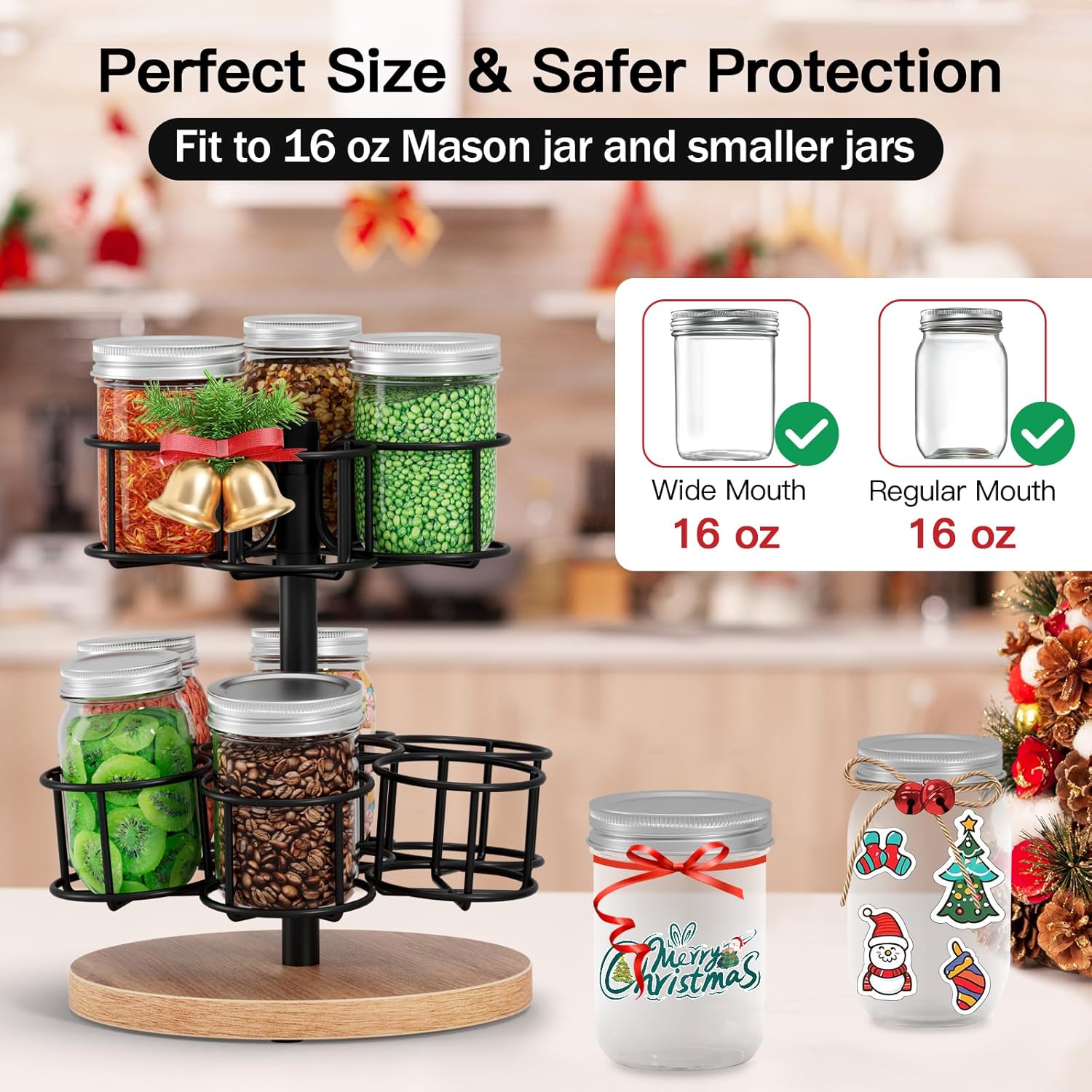 2-Tier Rotating Mason Jar Rack for 16oz Canning Jars