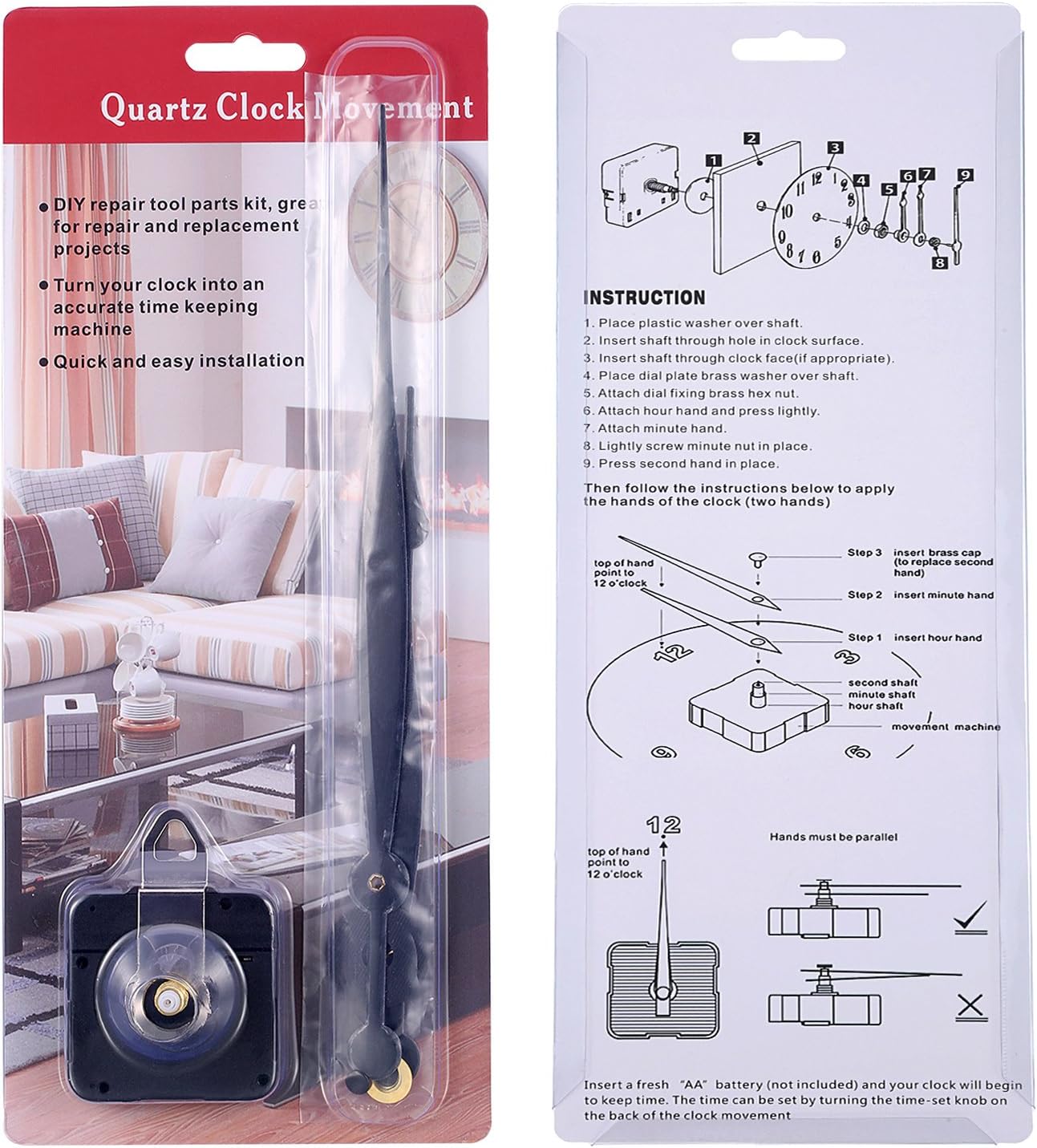 Hicarer Replacement Part for Prestige Familyoplex Clock Long Hands and Spade Hanger