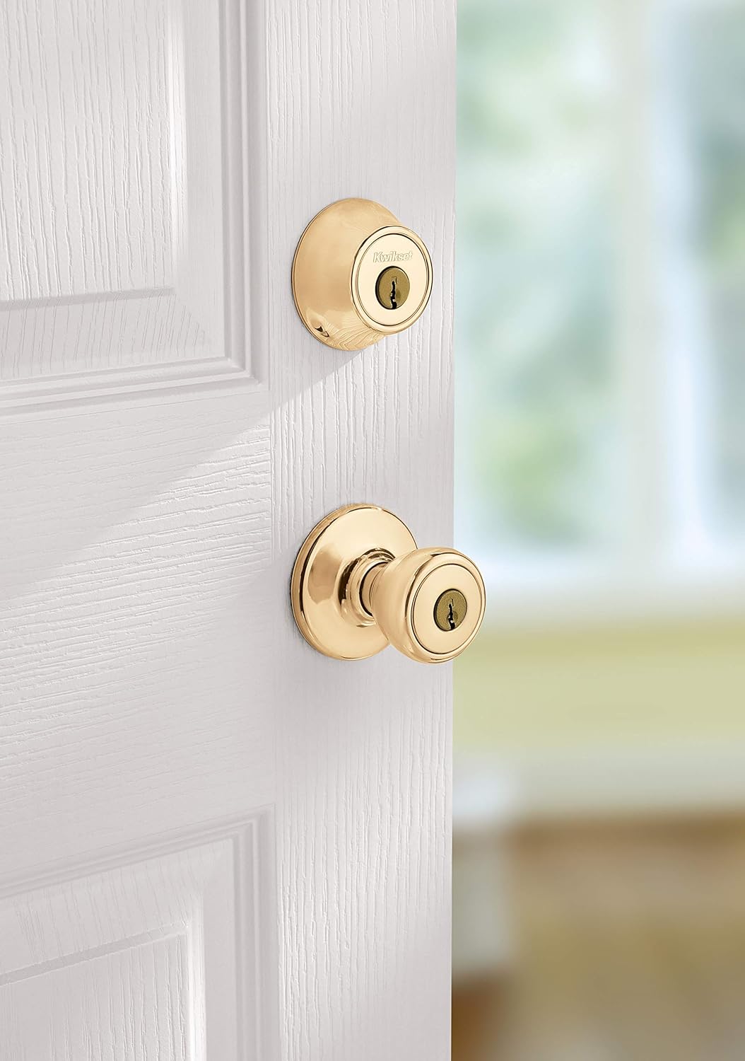 Kwikset 690 Tylo Entry Knob Deadbolt Combo Pack with SmartKey in Polished Brass