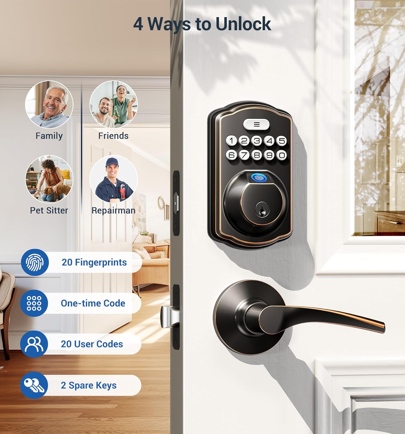 Fingerprint Keypad Door Lock Secure Electronic Keypad Deadbolt