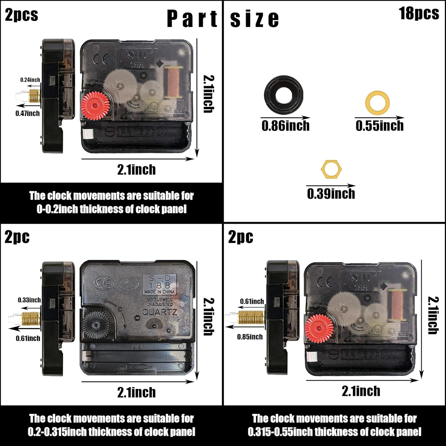 High Torque Quartz Clock Movement Mechanism Kit
