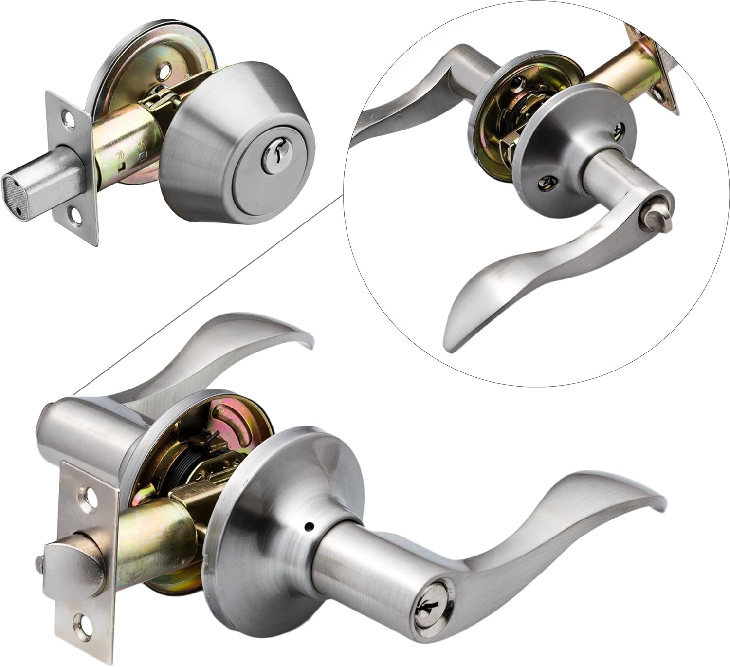 Reversible Door Handle Set with Keys
