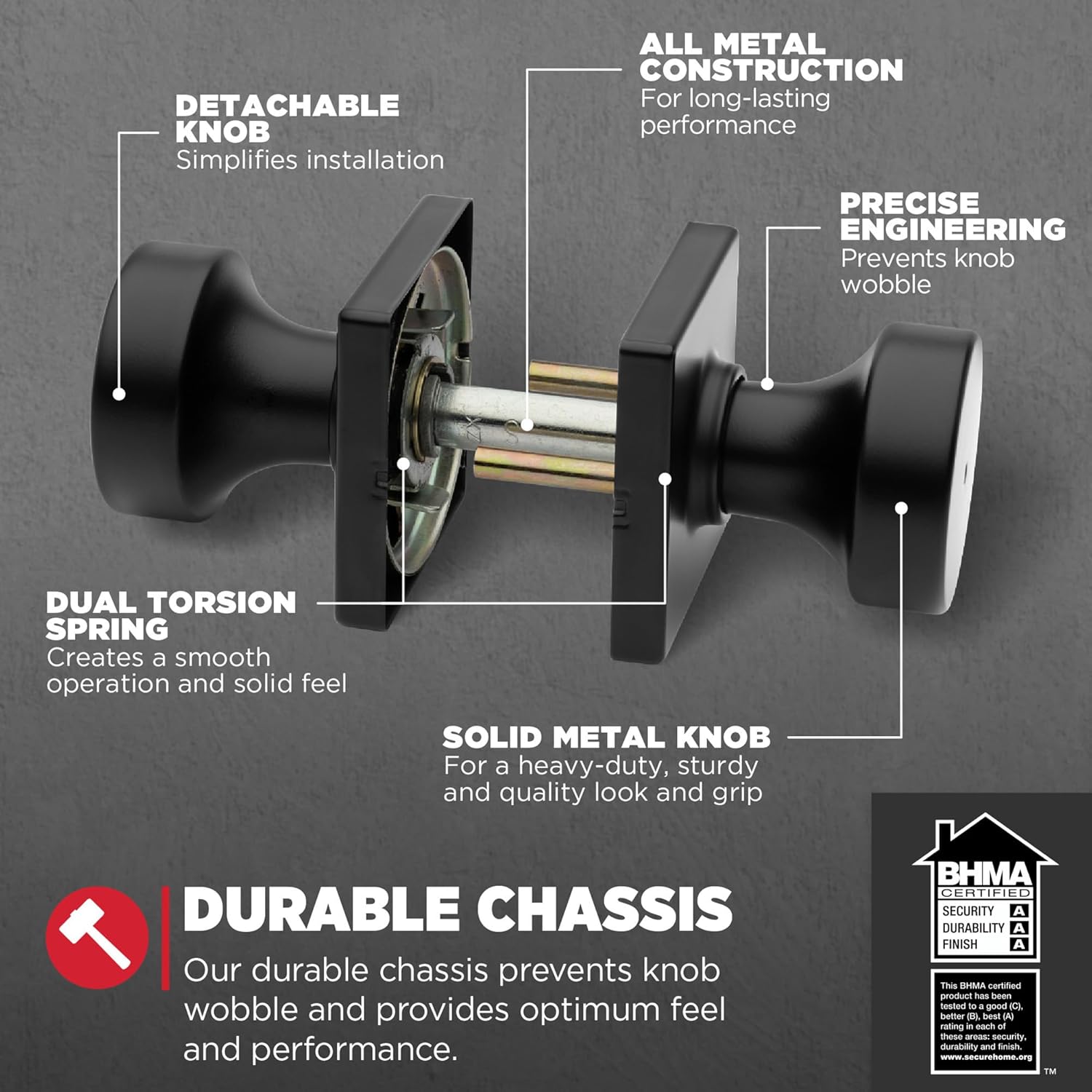 Secure Modern Keyless Door Knob Bathroom Bedroom Privacy Knob