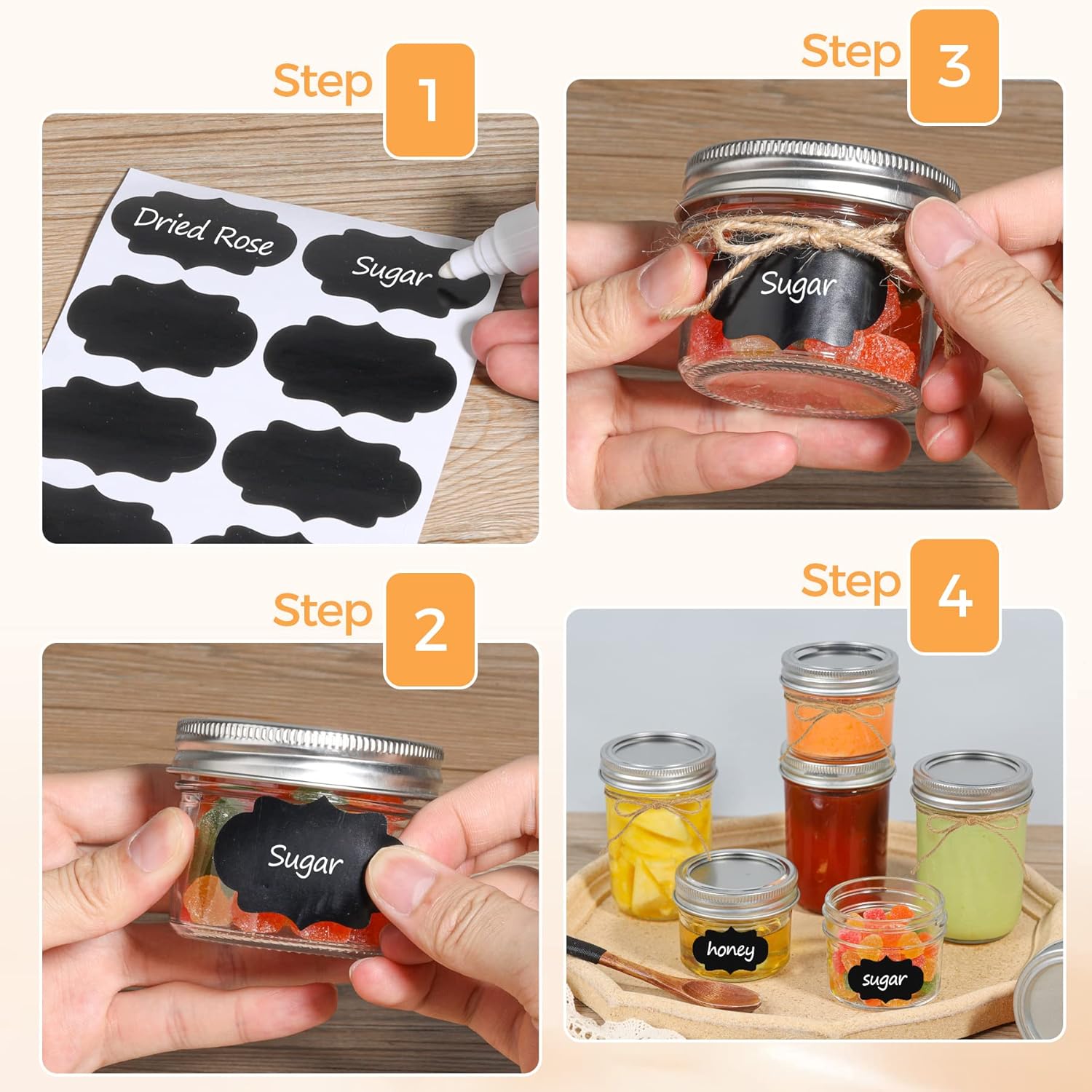 ComSaf Mini Mason Jars Set of 8 - Compact Durable
