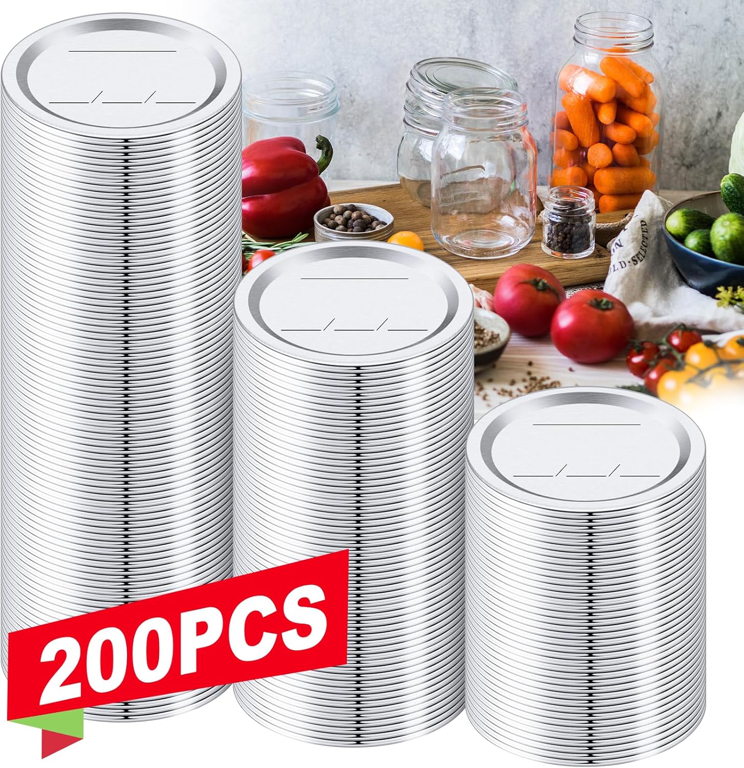 200PCS Canning Lids Leak-Proof Dishwasher-Ready Perfect for Food Preservation